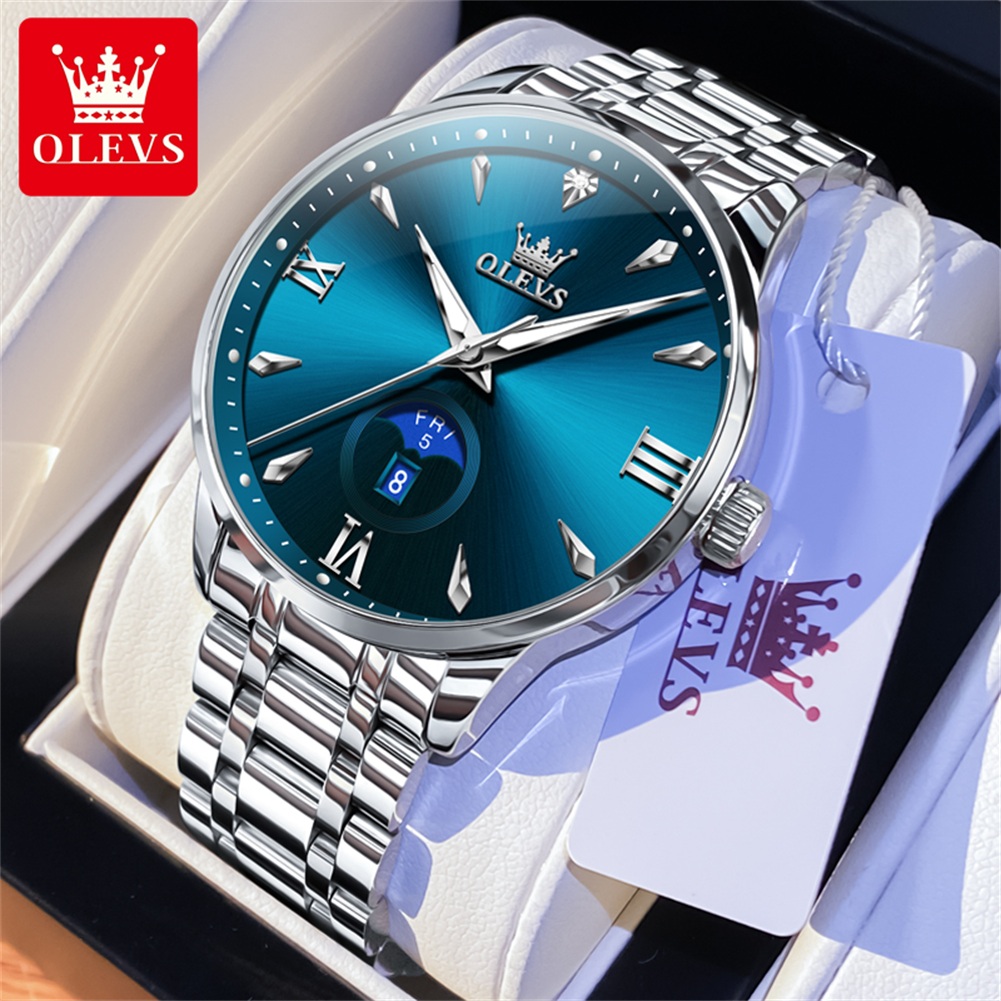 Luxury Watch Brands - OLEVS Moon Phase men's watches calendar
