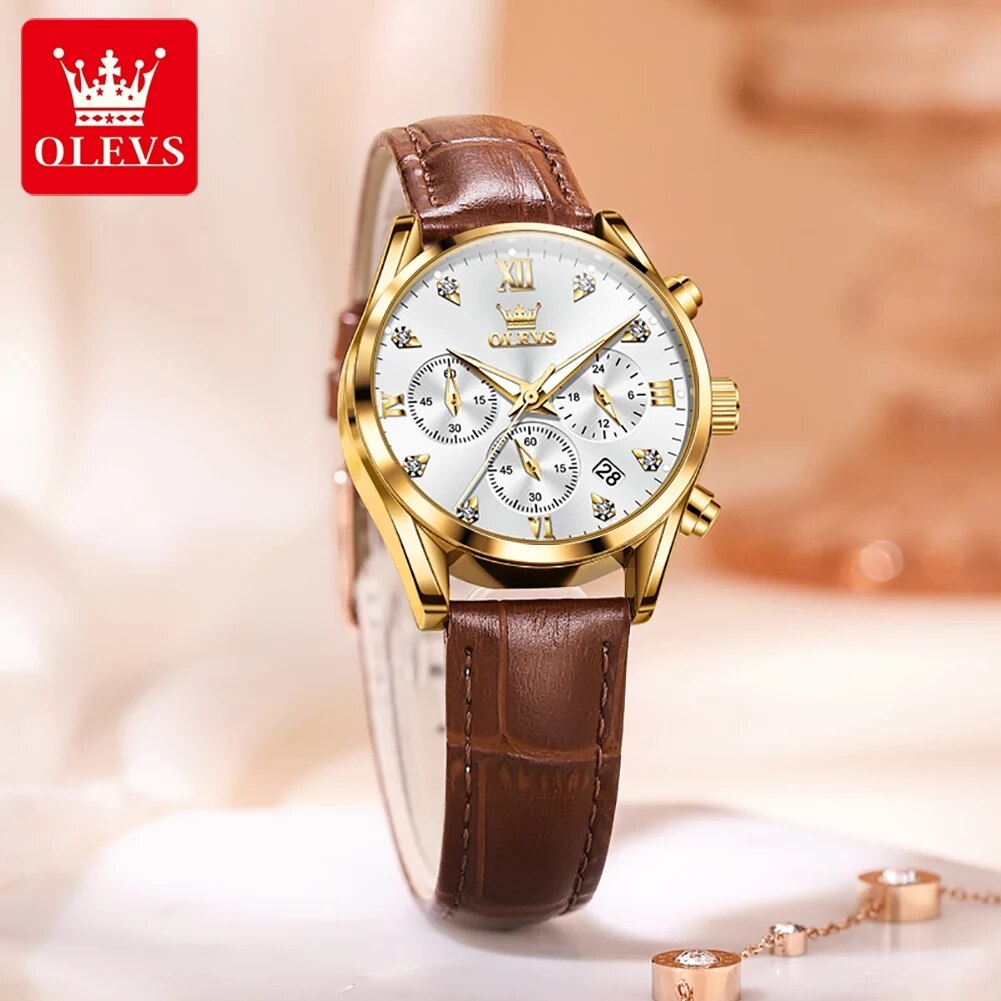 OLEVS 5523 Women's Watches Lea - огляд і ціна Luxury Watch With Leather Strap