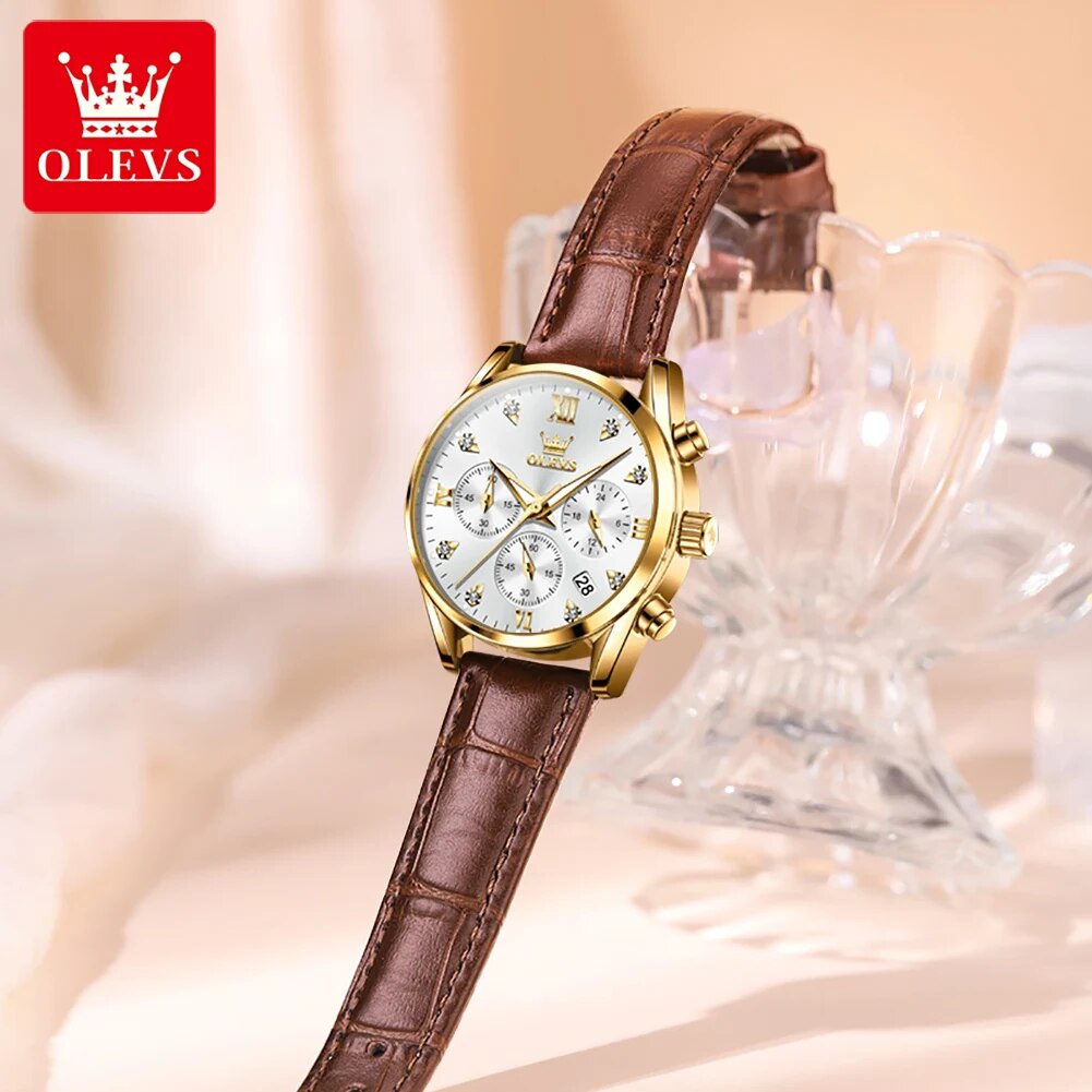 OLEVS 5523 Women's Watches Lea - огляд і ціна Luxury Watch With Leather Strap