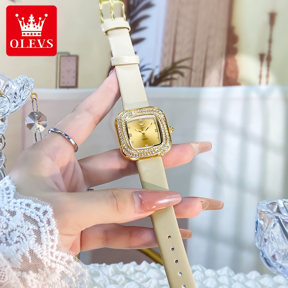 OLEVS Fashion Ladies' Square Q - огляд і ціна Luxury Watch With Leather Strap