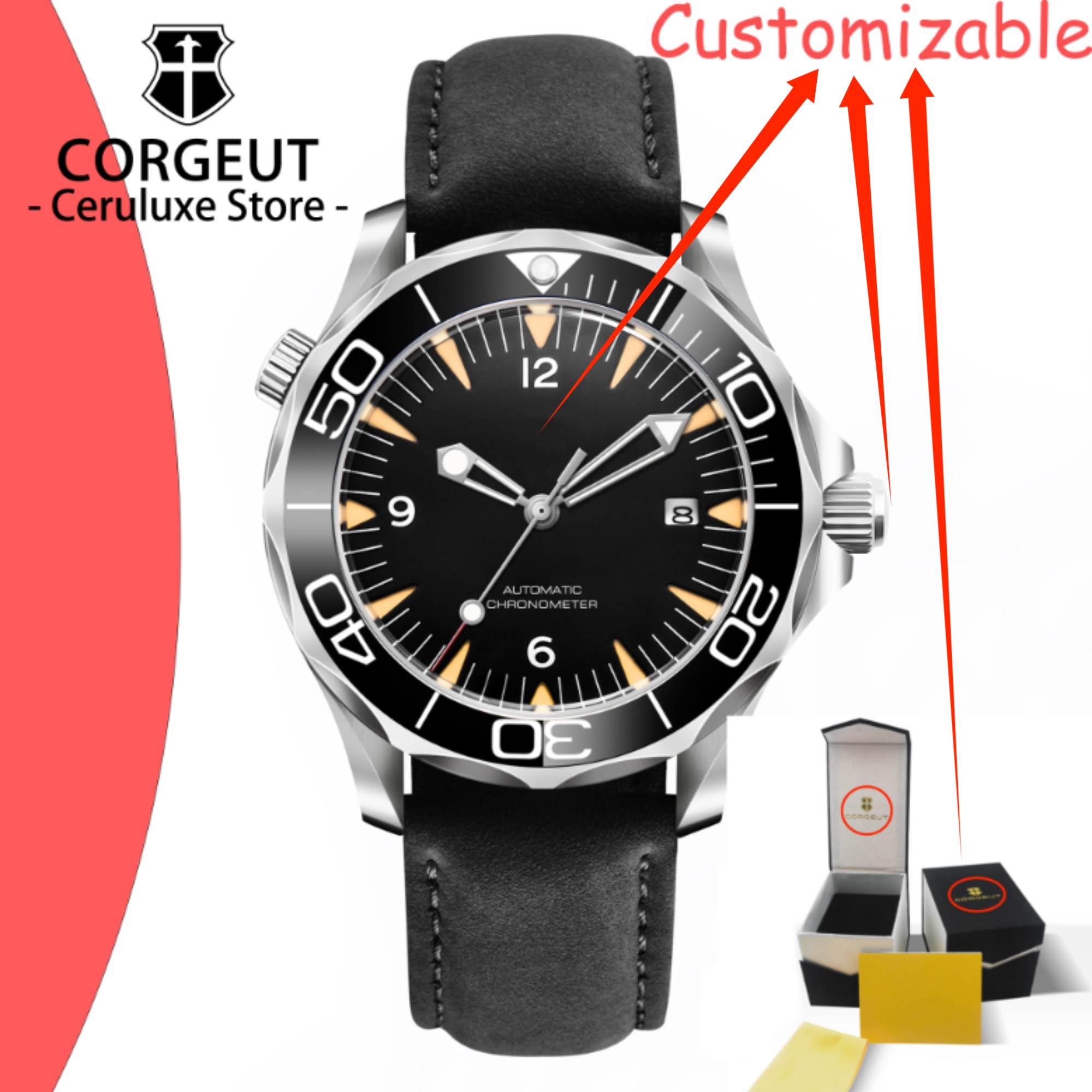 CUSTOM Logo Sapphire Glass Aut - огляд і ціна Luxury Watch Logo